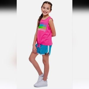 Justice Bright Pink Sparkles Tank Top I AM MORE THAN ENOUGH Sz Large